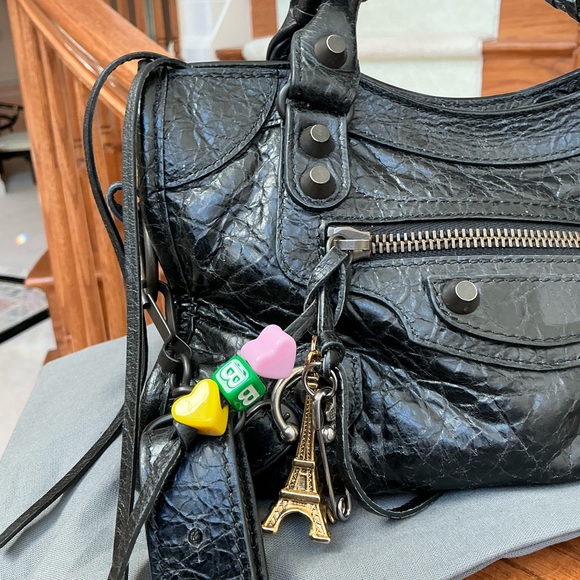 STUNNING 100% AUTHENTIC BALENCIAGA MINI CITY BLACK BAG WITH ATTACHED CHARMS - Picture 2 of 16